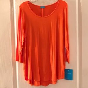 NWT P. Michael orange 3/4 sleeve top